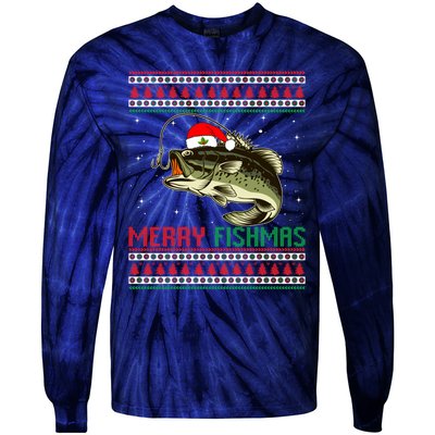 Merry Fishmas Christmas Fish Fisherman Funny Fishing Tie-Dye Long Sleeve Shirt