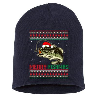 Merry Fishmas Christmas Fish Fisherman Funny Fishing Short Acrylic Beanie