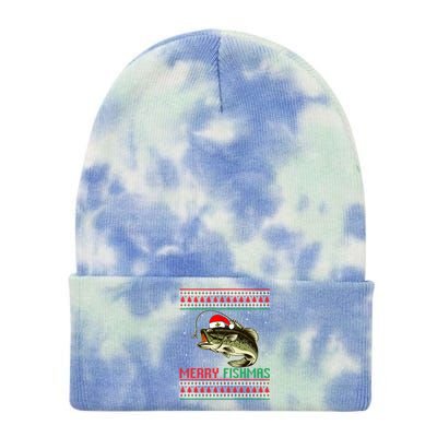 Merry Fishmas Christmas Fish Fisherman Funny Fishing Tie Dye 12in Knit Beanie