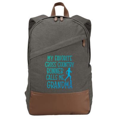 My Favorite Cross Country Runner Calls Me Grandma Grandson Gift Cotton Canvas Backpack