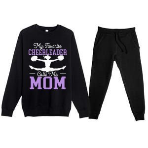 My Favorite Cheerleader Calls Me Mom Cheering Premium Crewneck Sweatsuit Set