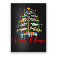 Merry Fishmas Christmas Tree Lights Fish Fishing Rod Poster