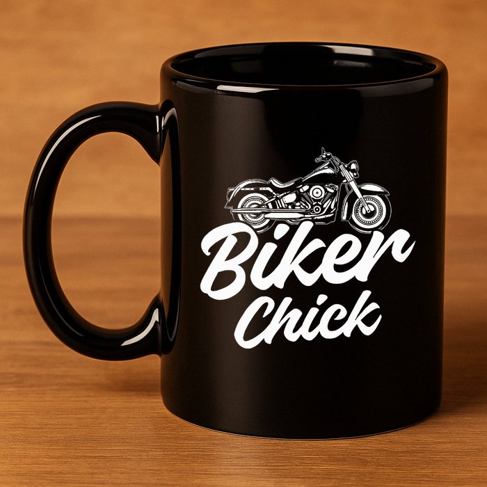 Motorcycle Funny Chopper Race Biker Chick 11oz C Handle Ceramic Mug
