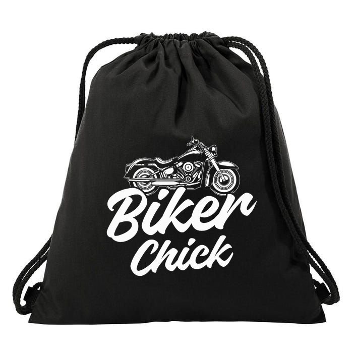 Motorcycle Funny Chopper Race Biker Chick Drawstring Bag