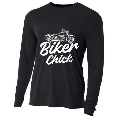 Motorcycle Funny Chopper Race Biker Chick Cooling Performance Long Sleeve Crew