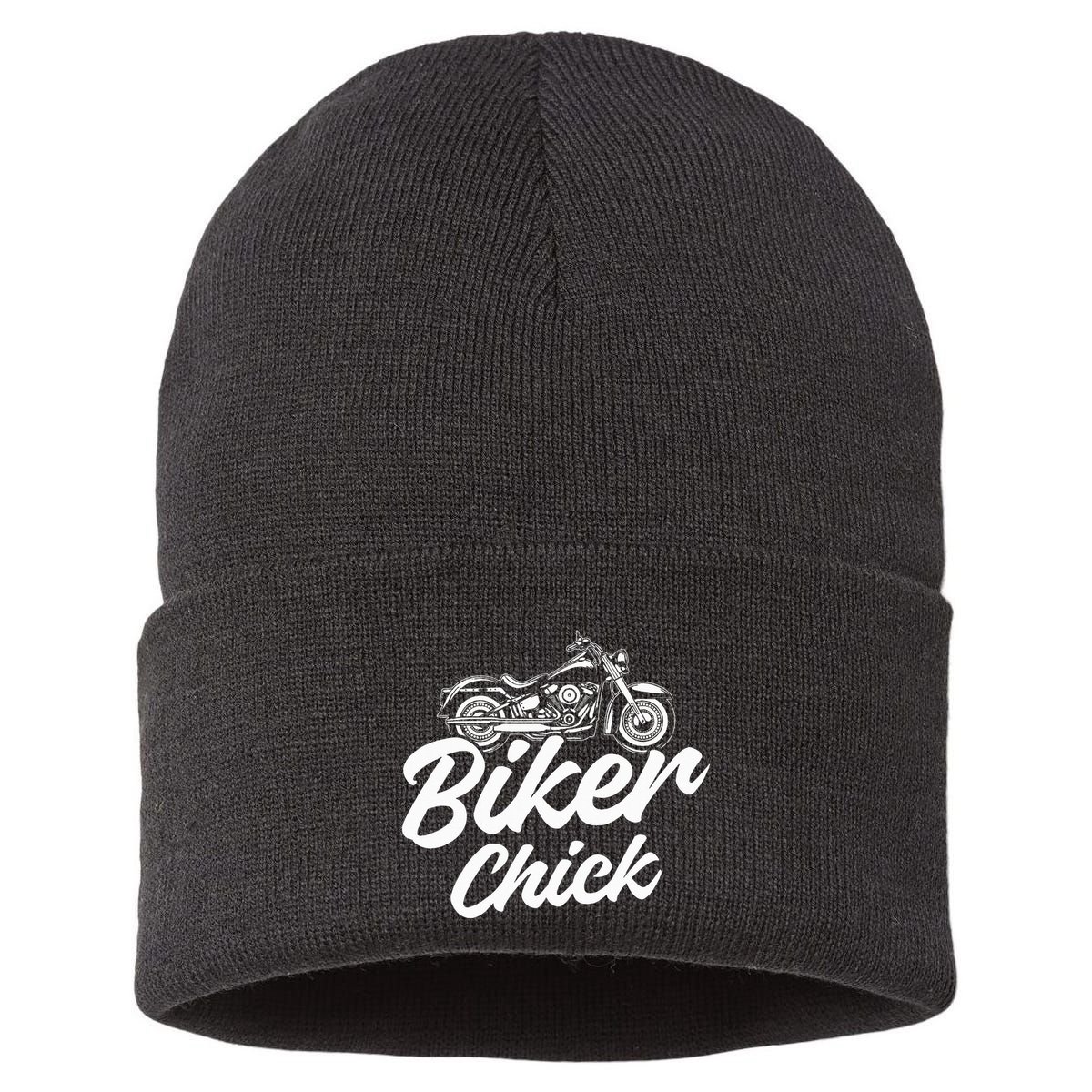Motorcycle Funny Chopper Race Biker Chick Sustainable Knit Beanie