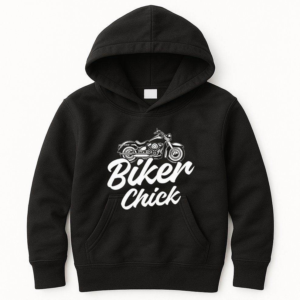 Motorcycle Funny Chopper Race Biker Chick Kids Hoodie