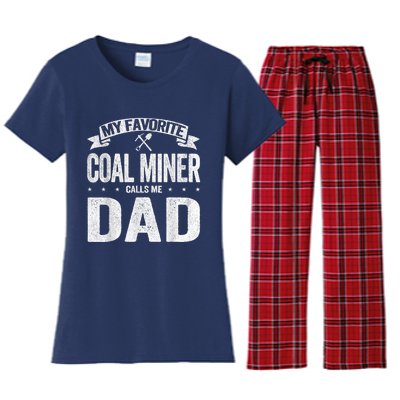 My Favorite Coal Miner Calls Me Dad Fathers Day Retro Women's Flannel Pajama Set