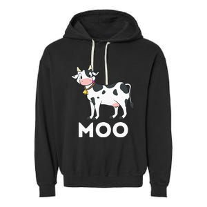 Moo Funny Cow Lover Famer Cattle Ranch Dairy Farming Garment-Dyed Fleece Hoodie