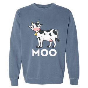 Moo Funny Cow Lover Famer Cattle Ranch Dairy Farming Garment-Dyed Sweatshirt