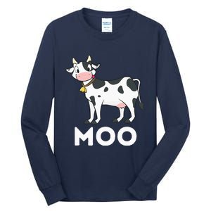 Moo Funny Cow Lover Famer Cattle Ranch Dairy Farming Tall Long Sleeve T-Shirt