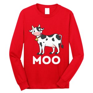 Moo Funny Cow Lover Famer Cattle Ranch Dairy Farming Long Sleeve Shirt