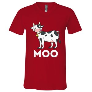 Moo Funny Cow Lover Famer Cattle Ranch Dairy Farming V-Neck T-Shirt