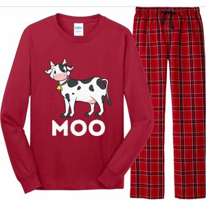 Moo Funny Cow Lover Famer Cattle Ranch Dairy Farming Long Sleeve Pajama Set