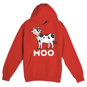 Moo Funny Cow Lover Famer Cattle Ranch Dairy Farming Premium Pullover Hoodie