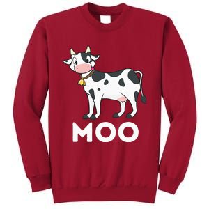 Moo Funny Cow Lover Famer Cattle Ranch Dairy Farming Tall Sweatshirt