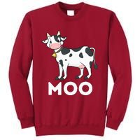 Moo Funny Cow Lover Famer Cattle Ranch Dairy Farming Tall Sweatshirt