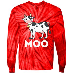 Moo Funny Cow Lover Famer Cattle Ranch Dairy Farming Tie-Dye Long Sleeve Shirt