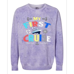 My First Cruise  Girls Boys Cruising and Sailing Colorblast Crewneck Sweatshirt