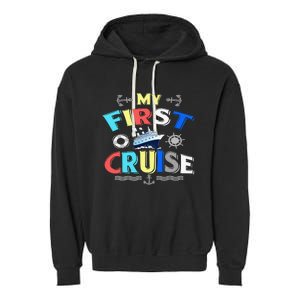 My First Cruise  Girls Boys Cruising and Sailing Garment-Dyed Fleece Hoodie