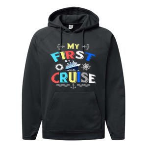 My First Cruise  Girls Boys Cruising and Sailing Performance Fleece Hoodie