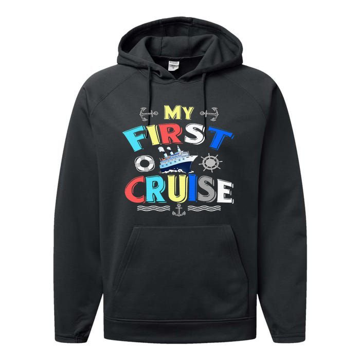 My First Cruise  Girls Boys Cruising and Sailing Performance Fleece Hoodie