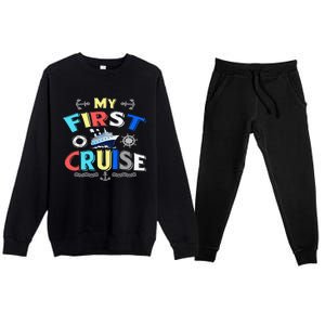 My First Cruise  Girls Boys Cruising and Sailing Premium Crewneck Sweatsuit Set