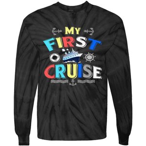 My First Cruise  Girls Boys Cruising and Sailing Tie-Dye Long Sleeve Shirt