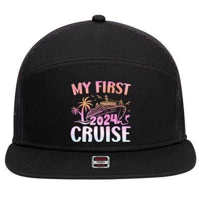 My First Cruise 2024 Vacation Matching Family Cruise Ship  7 Panel Mesh Trucker Snapback Hat