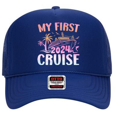 My First Cruise 2024 Vacation Matching Family Cruise Ship  High Crown Mesh Back Trucker Hat