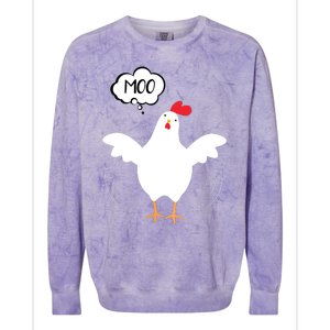 MOO Funny Cow Chicken Funny Colorblast Crewneck Sweatshirt