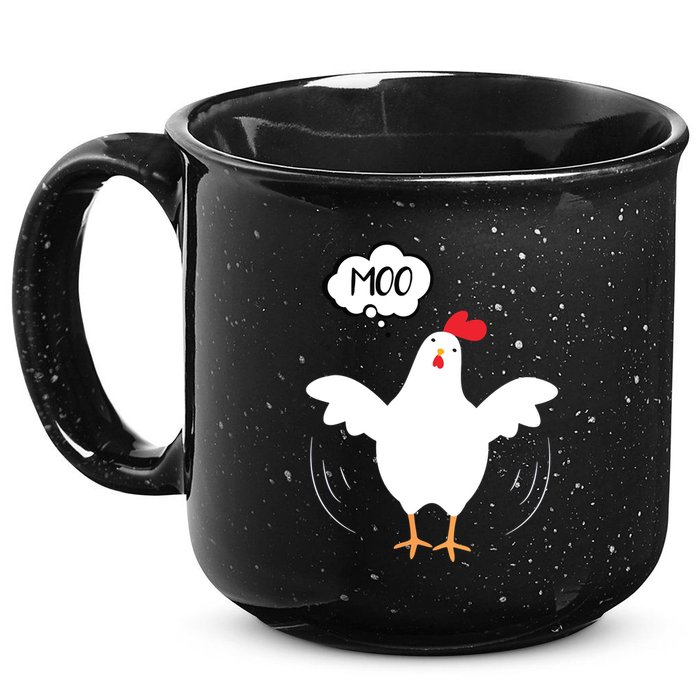 MOO Funny Cow Chicken Funny 15oz Campfire Ceramic Mug