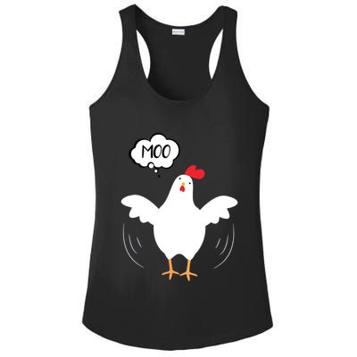 MOO Funny Cow Chicken Funny Ladies PosiCharge Competitor Racerback Tank