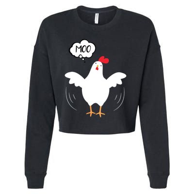 MOO Funny Cow Chicken Funny Cropped Pullover Crew