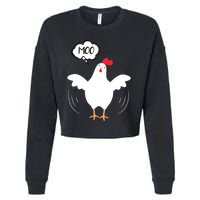 MOO Funny Cow Chicken Funny Cropped Pullover Crew