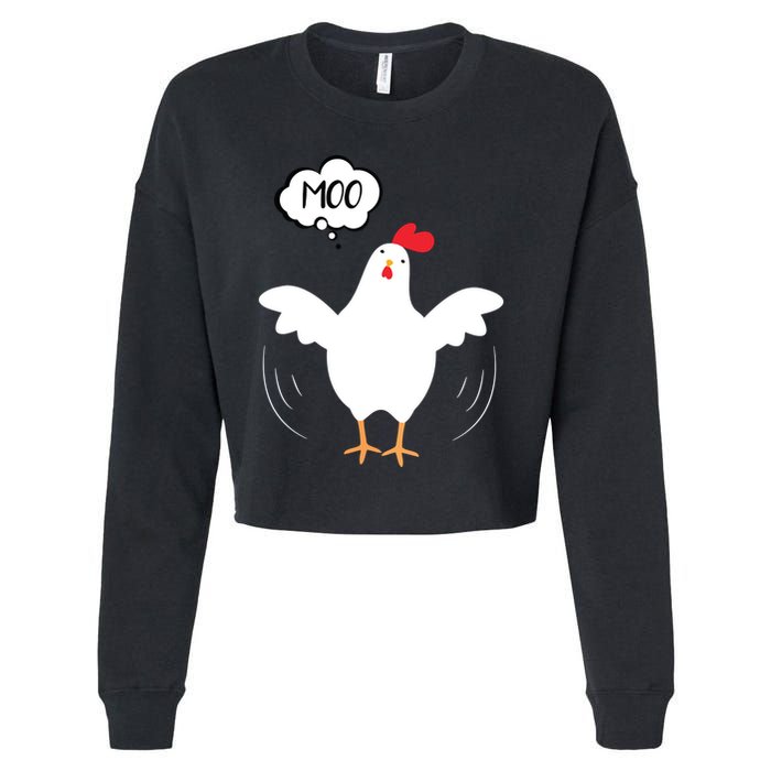 MOO Funny Cow Chicken Funny Cropped Pullover Crew