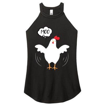 MOO Funny Cow Chicken Funny Women's Perfect Tri Rocker Tank