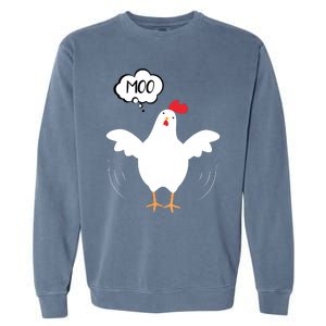 MOO Funny Cow Chicken Funny Garment-Dyed Sweatshirt