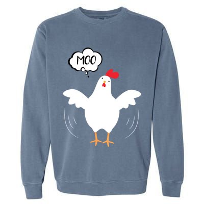 MOO Funny Cow Chicken Funny Garment-Dyed Sweatshirt
