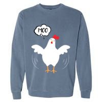 MOO Funny Cow Chicken Funny Garment-Dyed Sweatshirt