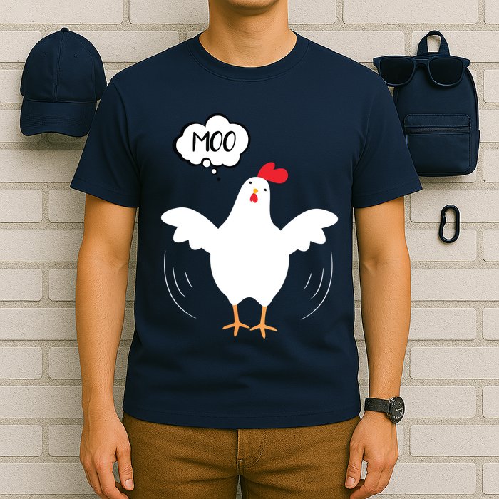MOO Funny Cow Chicken Funny T-Shirt