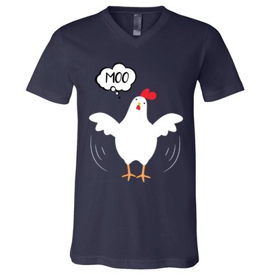 MOO Funny Cow Chicken Funny V-Neck T-Shirt