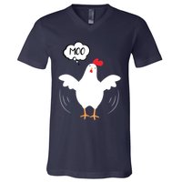 MOO Funny Cow Chicken Funny V-Neck T-Shirt