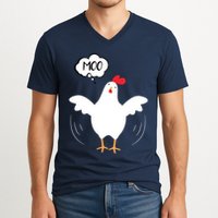 MOO Funny Cow Chicken Funny V-Neck T-Shirt