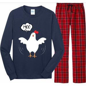 MOO Funny Cow Chicken Funny Long Sleeve Pajama Set