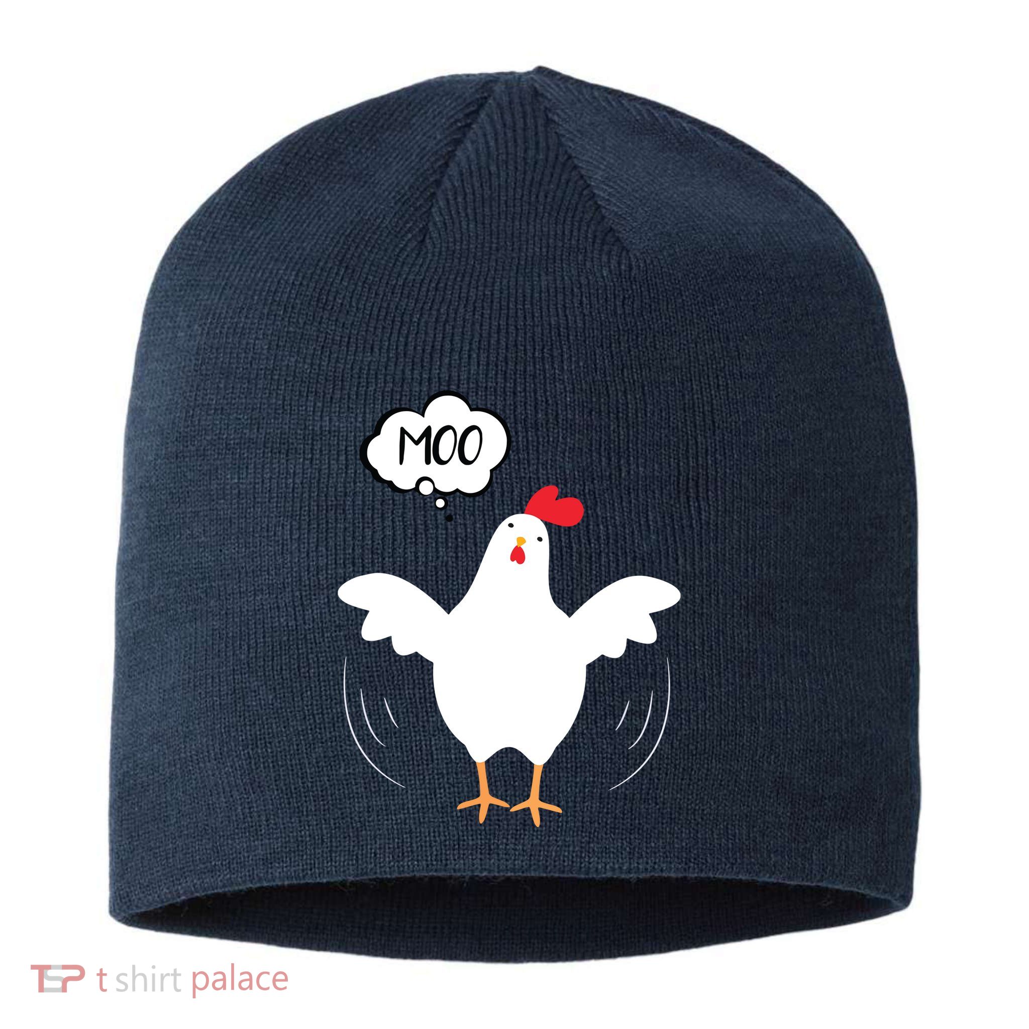MOO Funny Cow Chicken Funny Sustainable Beanie