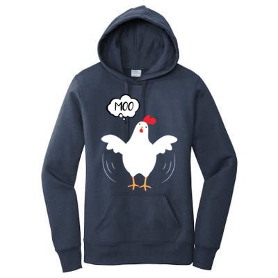 MOO Funny Cow Chicken Funny Women's Pullover Hoodie