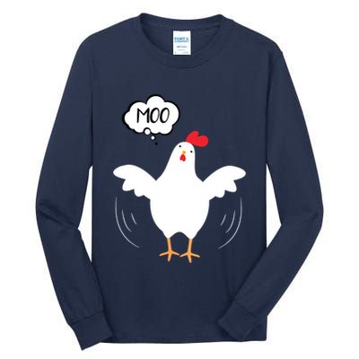 MOO Funny Cow Chicken Funny Tall Long Sleeve T-Shirt
