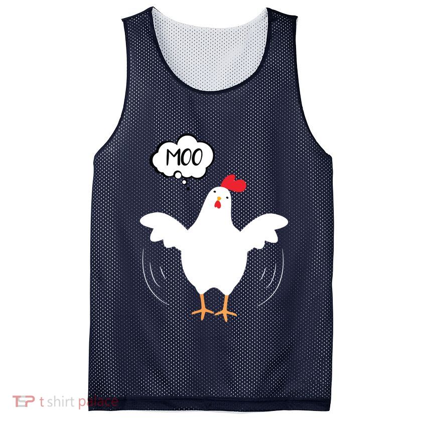 MOO Funny Cow Chicken Funny Mesh Reversible Basketball Jersey Tank