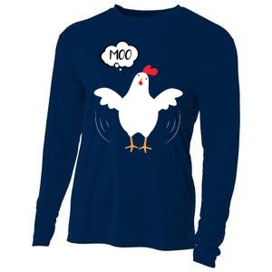 MOO Funny Cow Chicken Funny Cooling Performance Long Sleeve Crew